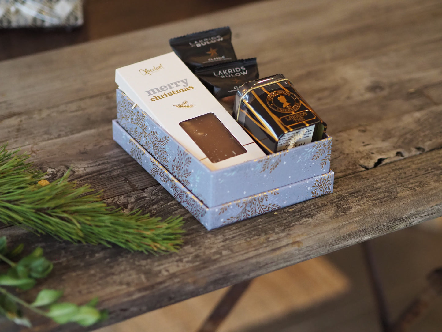 Lille gaveæske med Chokolade, Te & Lakrids